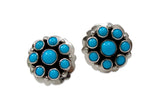 Navajo Silver Turquoise Cluster Post Earrings Ray Bennett