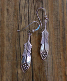 Native American Navajo Feather Sterling Silver Dangle Earrings