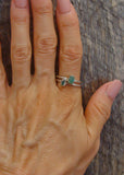 Raw Emerald Silver Stacking Ring SET Size 8