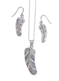 Navajo Silver Feather Pendant Earrings Set