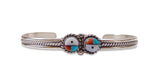 Native American Girl's Zuni Youth Turquoise Coral Sunface Cuff Bracelet