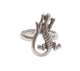 Native American Silver Gecko Lizard Ring Size 8