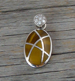 Cubic Zirconia Tiger Eye Inlay Pendant