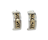 Navajo 14K Gold Silver Kokopelli Hoop Earrings Small
