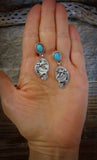 Native American Turquoise Silver Kokopelli Dangle Earrings