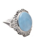 Oval Larimar Sterling Silver Women's Ring Size 6.5