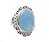 Oval Larimar Sterling Silver Women's Ring Size 6.5