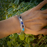 Navajo Turquoise Multi Stone Silver Cuff Bracelet