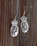 Navajo Hopi Style Silver Kokopelli Dome Dangle Earrings
