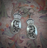 Navajo Hopi Style Silver Kokopelli Dome Dangle Earrings
