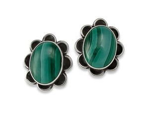 Malachite Navajo Silver Post Women's Earrings