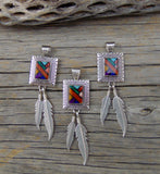 Navajo Silver Lapis Malachite Multi Inlay Pendant