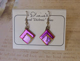 Dichroic Glass Pink Pierced Dangle Earrings