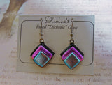 Handcrafted Pink Dichroic Glass Dangle Earrings