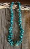 Vintage Navajo Silver Turquoise Bead Necklace 17.5"