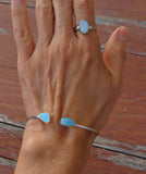 Raw Opal Sterling Silver Minimalist Wire Bracelet