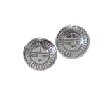 Navajo Silver Round Post Sunface Earrings
