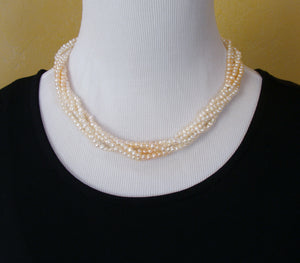 Genuine 5 Strand Freshwater Pearl Necklace Bracelet Set