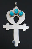 Vintage Silver Turquoise Cross Pendant Navajo Handmade