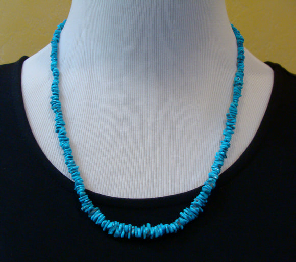 Turquoise Bead Sterling Silver Necklace Navajo 21.75