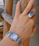 Hopi Silver Overlay Kokopelli Ring Size 6.5 Women's