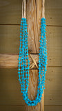 Native American Santo Domingo Turquoise Bead 5 Strand Long Necklace