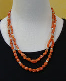 Vintage Handmade Coral Mother of Pearl Bead Necklace Navajo