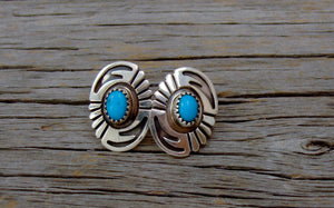 Navajo Silver Turquoise Post Earrings Women's