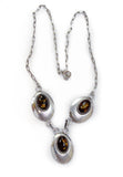 Rare Vintage Navajo Amber Sterling Silver Necklace