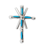 Zuni Turquoise Needlepoint Silver Cross Pendant