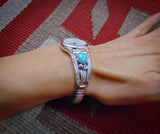 Turquoise Watch, Navajo Sterling Silver Turquoise Leaf & Scroll Watch