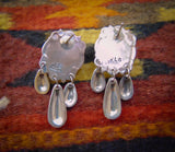 Sodalite Earrings, Navajo Sterling Silver Fringe Sodalite Drop Earrings