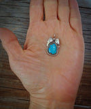 Turquoise Pendant, Kingman Turquoise Sterling Silver Pendant Navajo, Native Amer