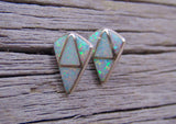Opal Earrings, Zuni Sterling Silver Opal Inlay Earrings