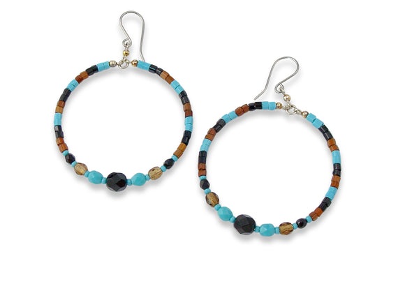 Turquoise Glass Bead Guatemalan Dangle Earrings