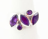 Silver Amethyst Cluster Women's Ring Size 5
