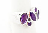 Silver Amethyst Cluster Women's Ring Size 5