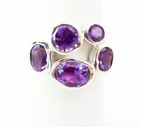 Silver Amethyst Cluster Women's Ring Size 6.5