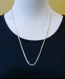 Sterling Silver Box Chain 23", Made In Italy