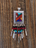 Navajo Silver Malachite Lapis Multi Inlay Pendant