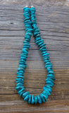 Turquoise Necklace, Navajo Sterling Silver Turquoise Bead Necklace