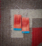 Slab Earrings, Spiny Oyster Turquoise Slab Dangle Earrings Navajo