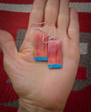 Slab Earrings, Spiny Oyster Turquoise Slab Dangle Earrings Navajo