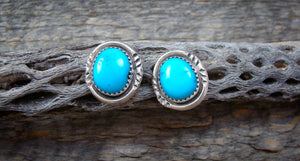 Native American Turquoise Navajo Sterling Silver Post Earrings