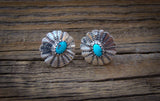 Turquoise Earrings, Navajo Sterling Silver Turquoise Post Earrings, Native American
