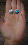 Turquoise Earrings, Navajo Sterling Silver Turquoise Post Earrings, Native American