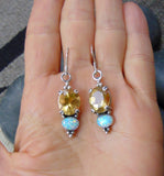 Opal Citrine Dangle Earrings 