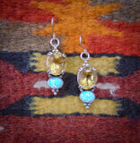 Native American Navajo Opal Citrine Dangle Earrings