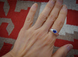 Sapphire Ring, Sterling Silver Sapphire Ring Sizes 6.75, 7