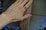 Sapphire Ring, Sterling Silver Sapphire Ring Sizes 6.75, 7
